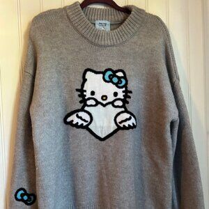 Hello Kitty and Friends X Forever 21 Long Grey Sweater Angel Motif Blue Bow XS